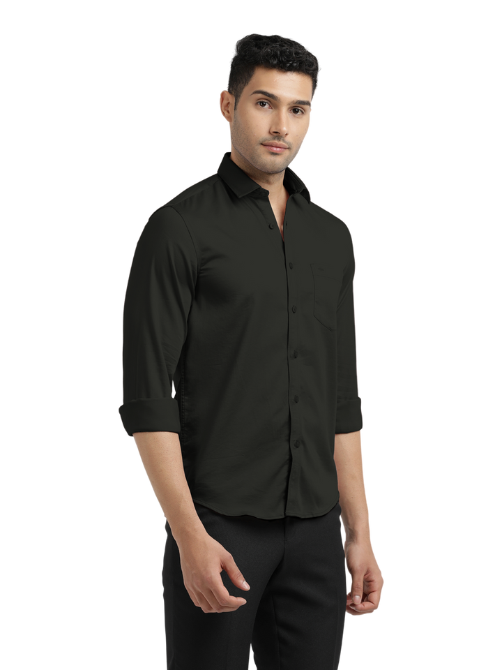 Forest Green Satin Solid Shirt