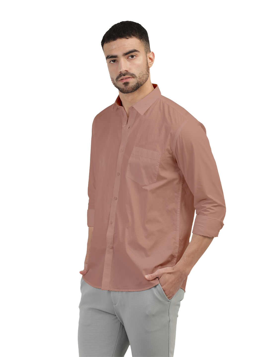 Pastel Pink Twill Solid Shirt