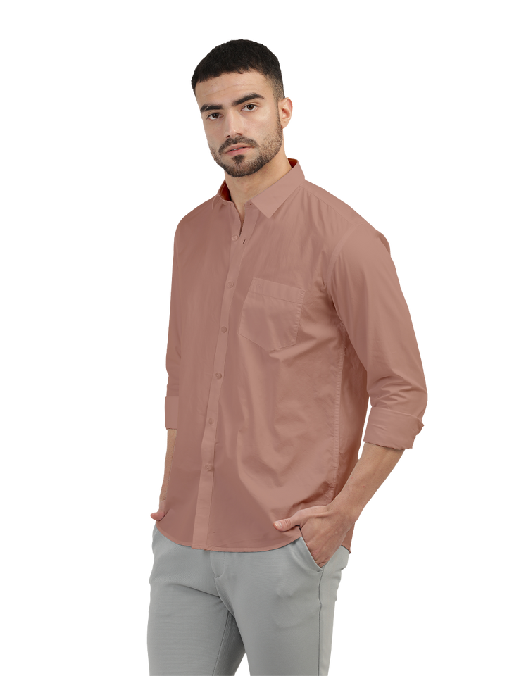 Pastel Pink Twill Solid Shirt