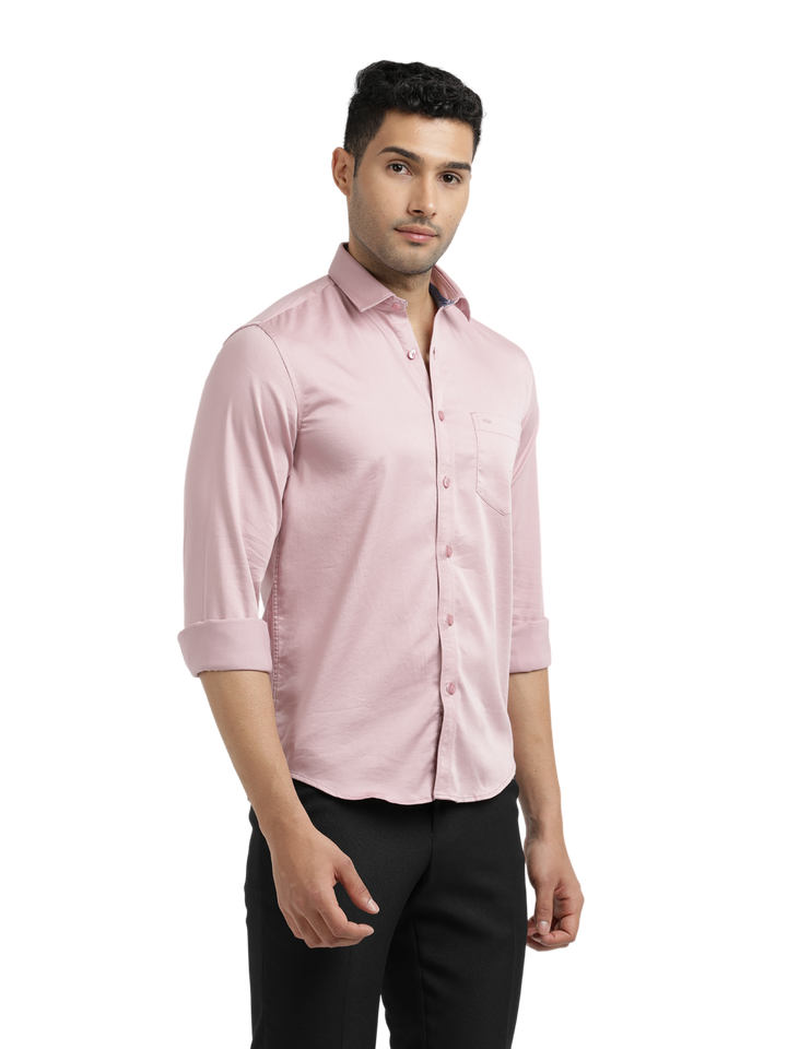 Dusty Pink Satin Solid Shirt