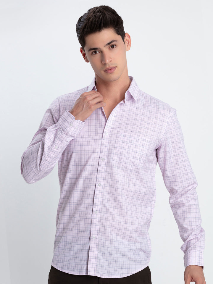 Pink Checkered Formal Shirt