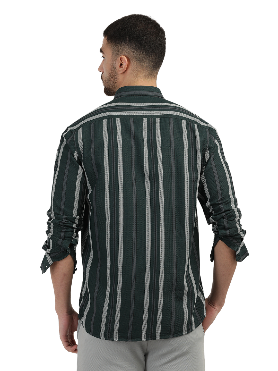 Green Stripes Semi Casual Shirt