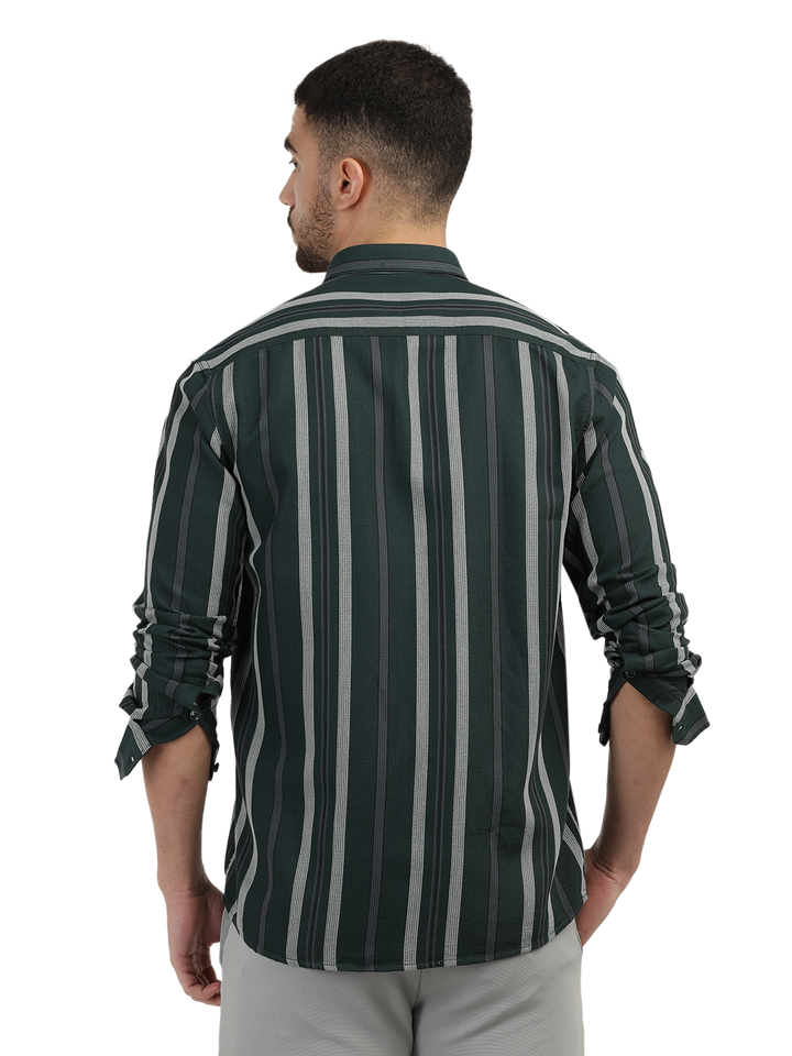 Green Stripes Semi Casual Shirt