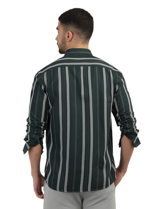 Green Stripes Semi Casual Shirt