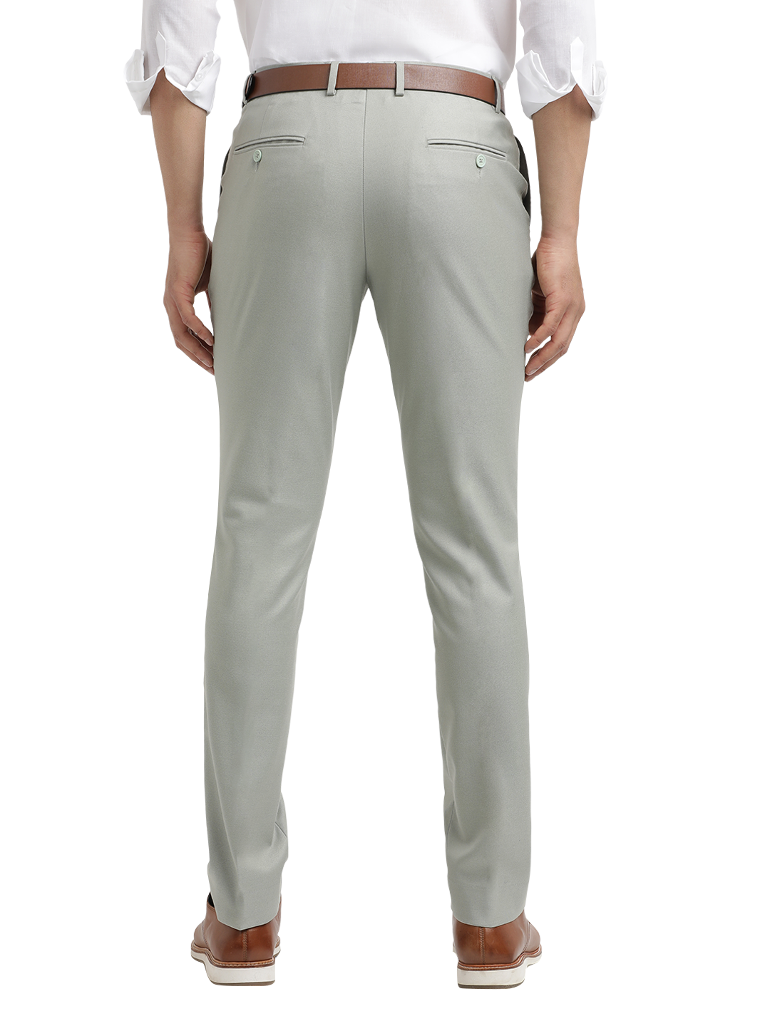 Light Grey Twill Stretch Formal Trousers