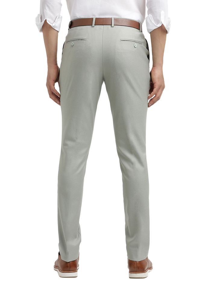 Light Grey Twill Stretch Formal Trousers