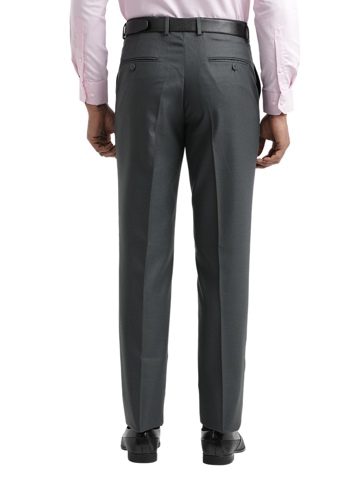 Grey Twill Stretch Formal Trousers