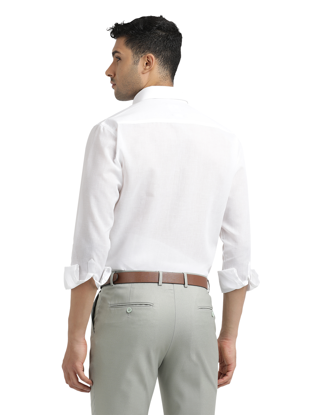 White Cotton Blend Solid Shirt