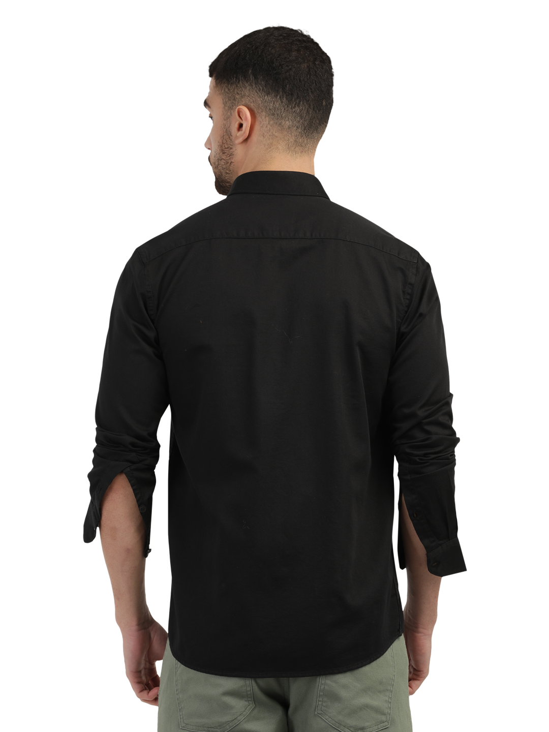 Black Linen Blend Solid Shirt