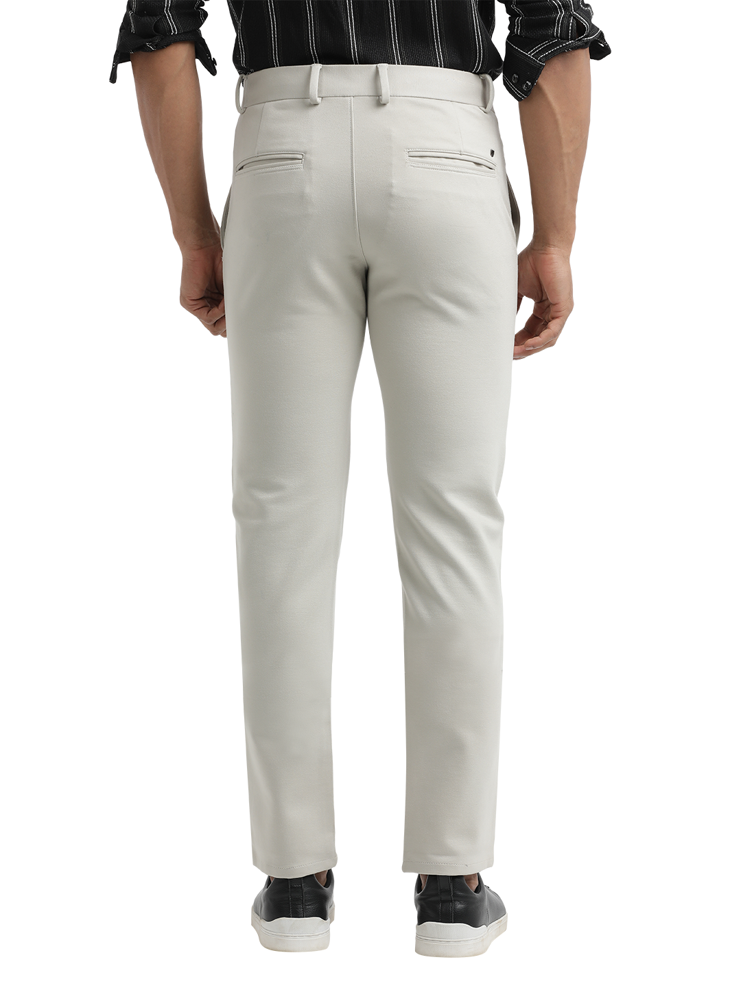 M.Grey Bi-Stretch Solid Trousers