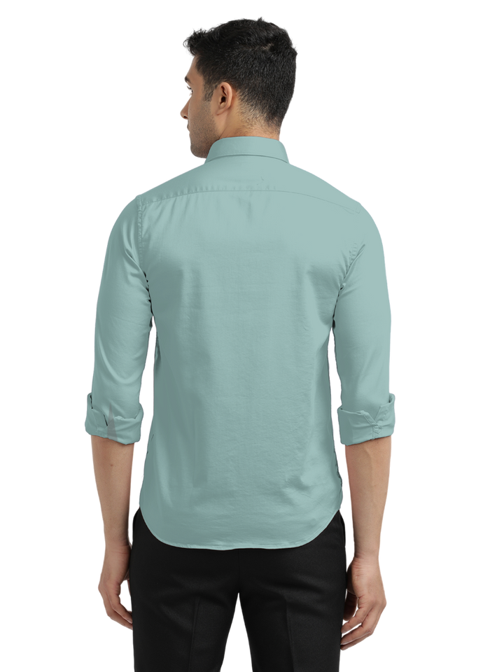 Metallic Green Satin Solid Shirt