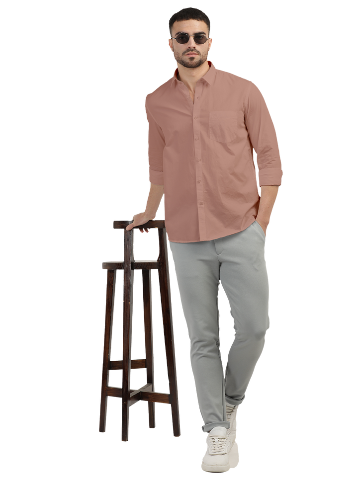 Pastel Pink Twill Solid Shirt