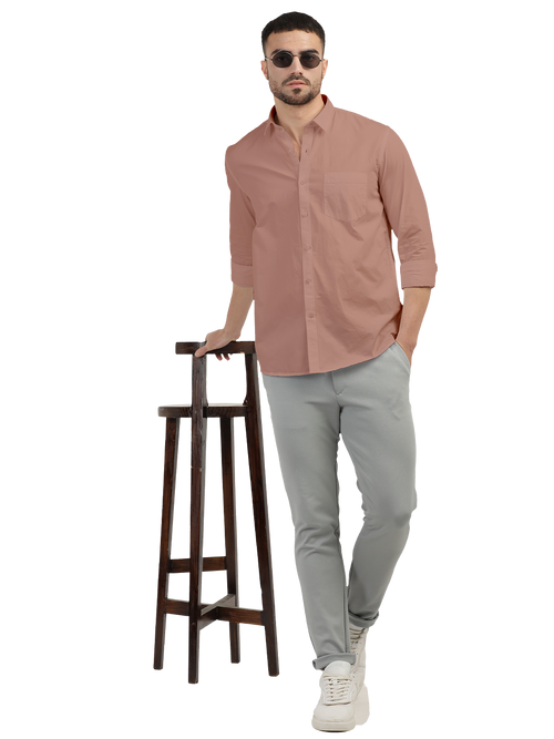 Pastel Pink Twill Solid Shirt