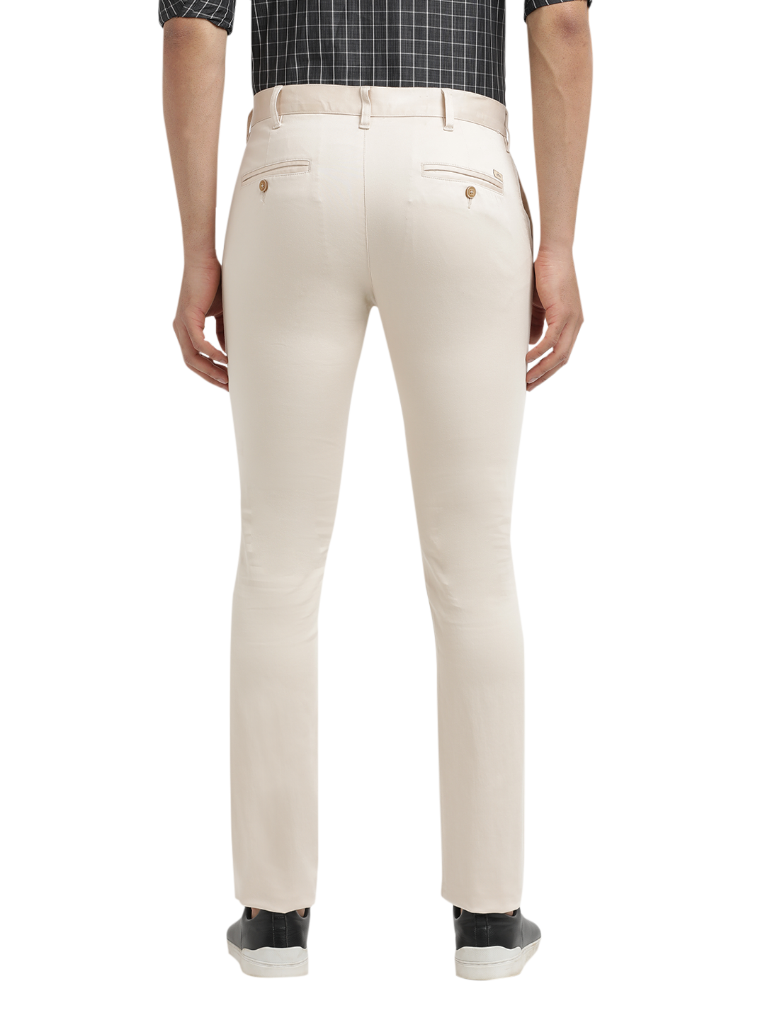 Stone Satin Stretch Solid Trousers - HECTOR_STONE