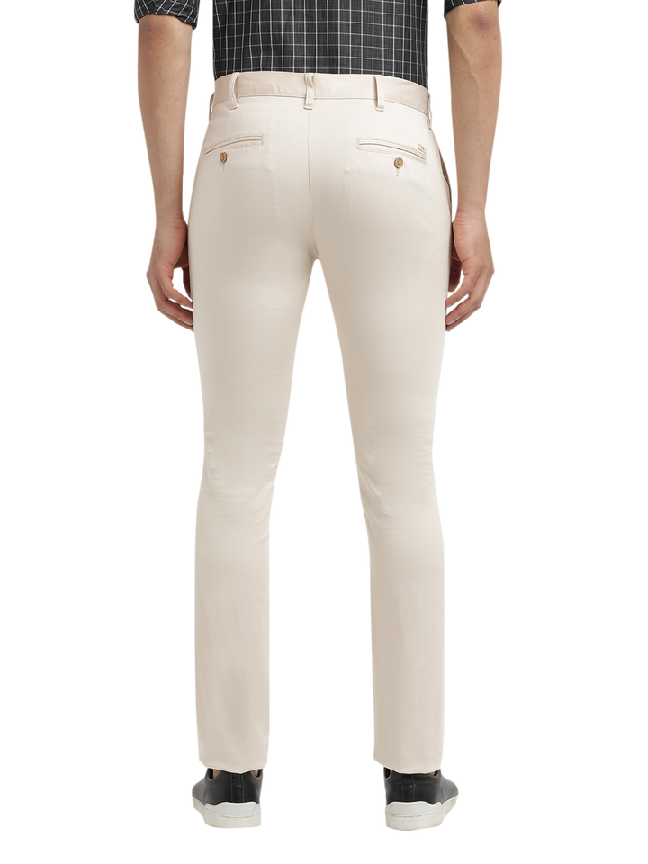 Stone Satin Stretch Solid Trousers