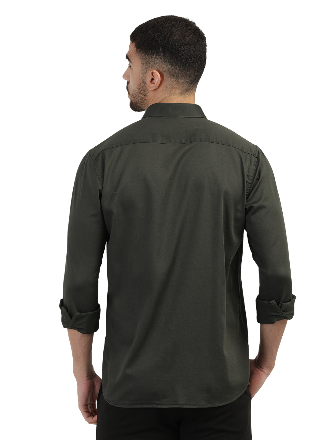 Forest Green Satin Solid Shirt