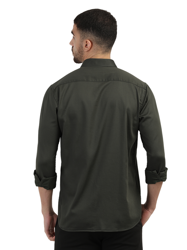 Forest Green Satin Solid Shirt