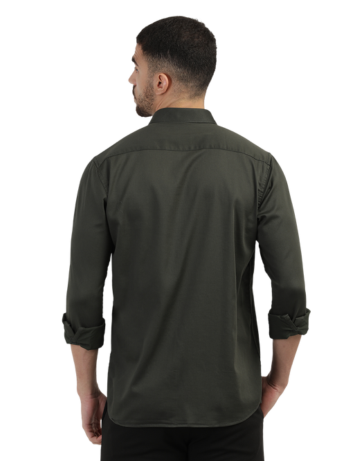 Forest Green Satin Solid Shirt