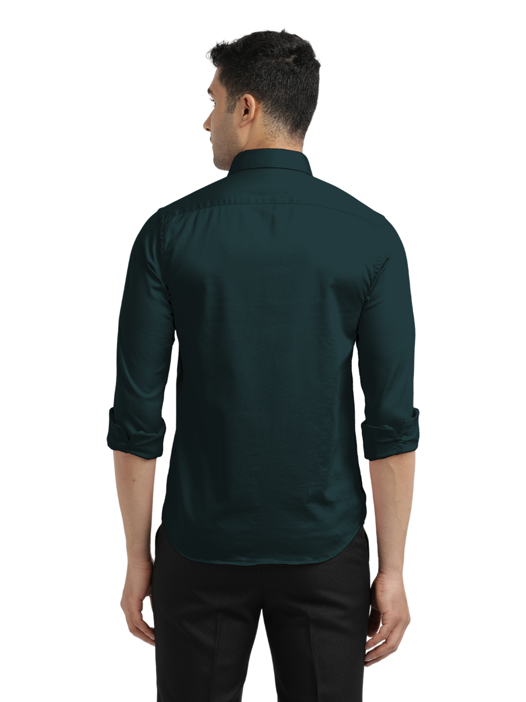 Dark Teal Satin Solid Shirt