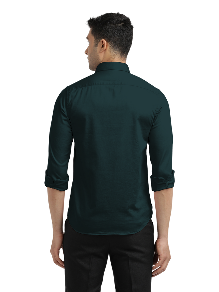 Dark Teal Satin Solid Shirt