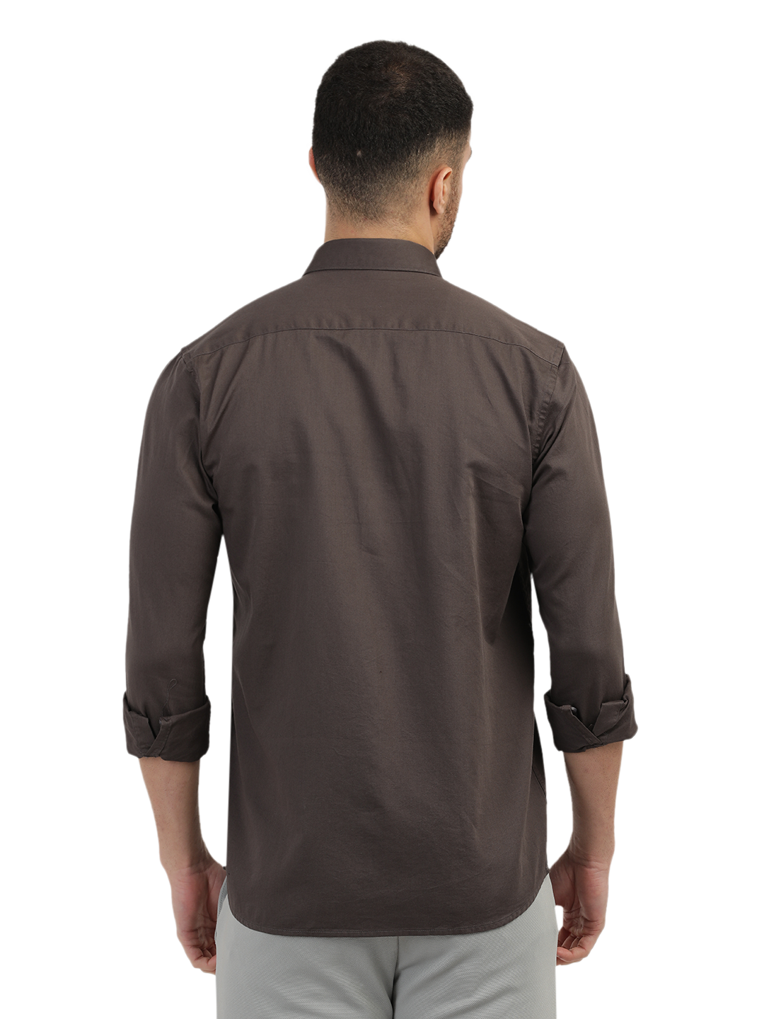 Dark Grey Linen Blend Solid Shirt