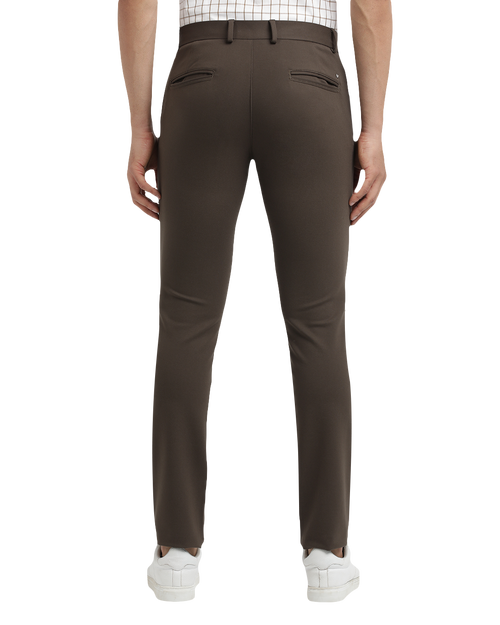 Navy Olive Bi-Stretch Solid Trousers