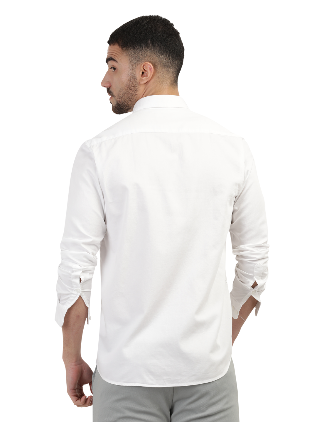 White Linen Blend Solid Shirt