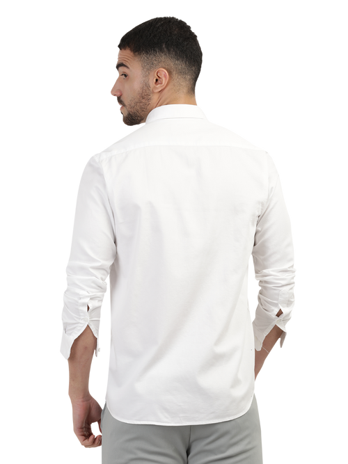 White Linen Blend Solid Shirt