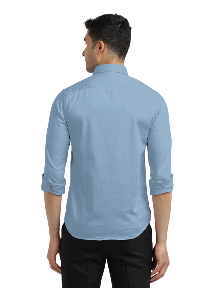 Dusty Blue Satin Solid Shirt