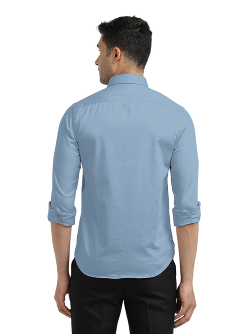 Dusty Blue Satin Solid Shirt