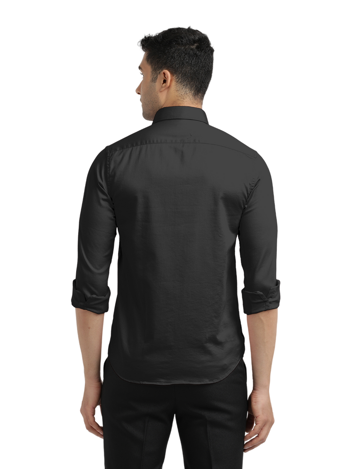 Black Satin Solid Shirt