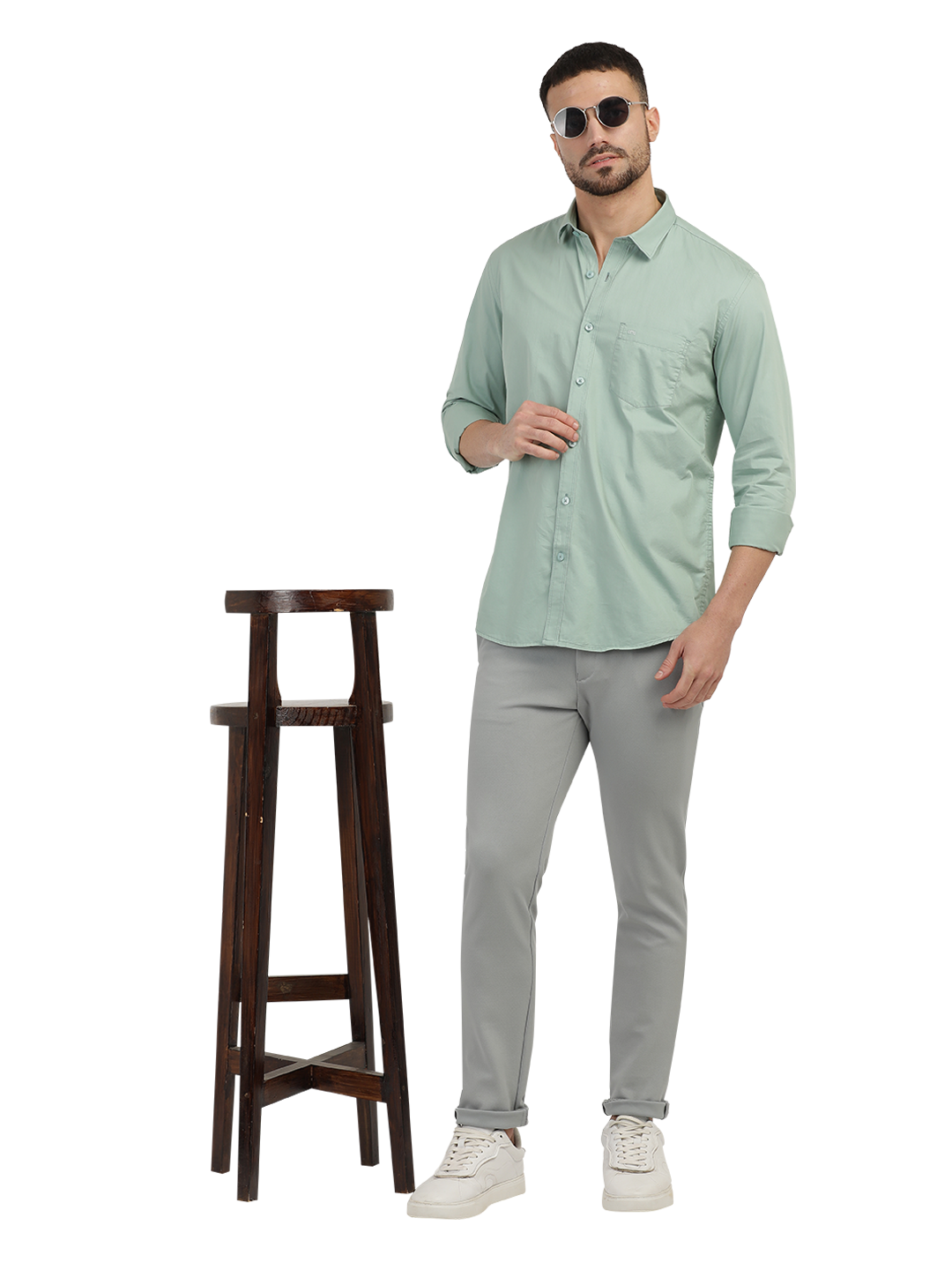 Apple Green Twill Solid Shirt