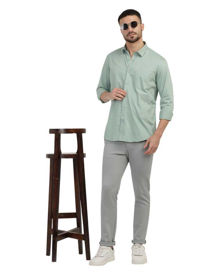 Apple Green Twill Solid Shirt