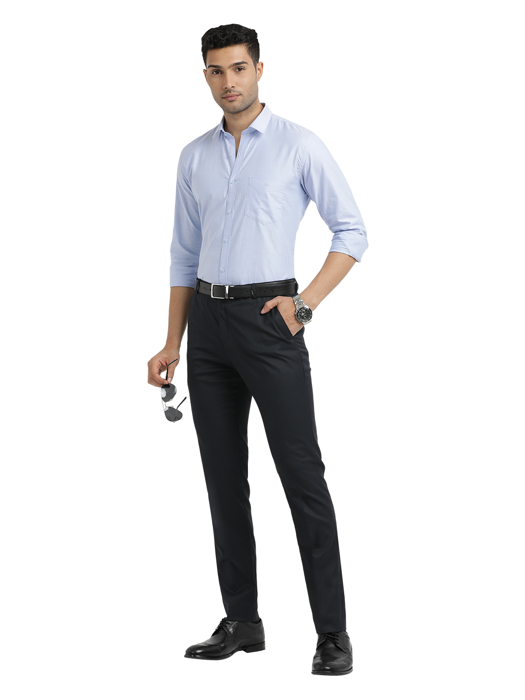 Navy Twill Stretch Formal Trousers