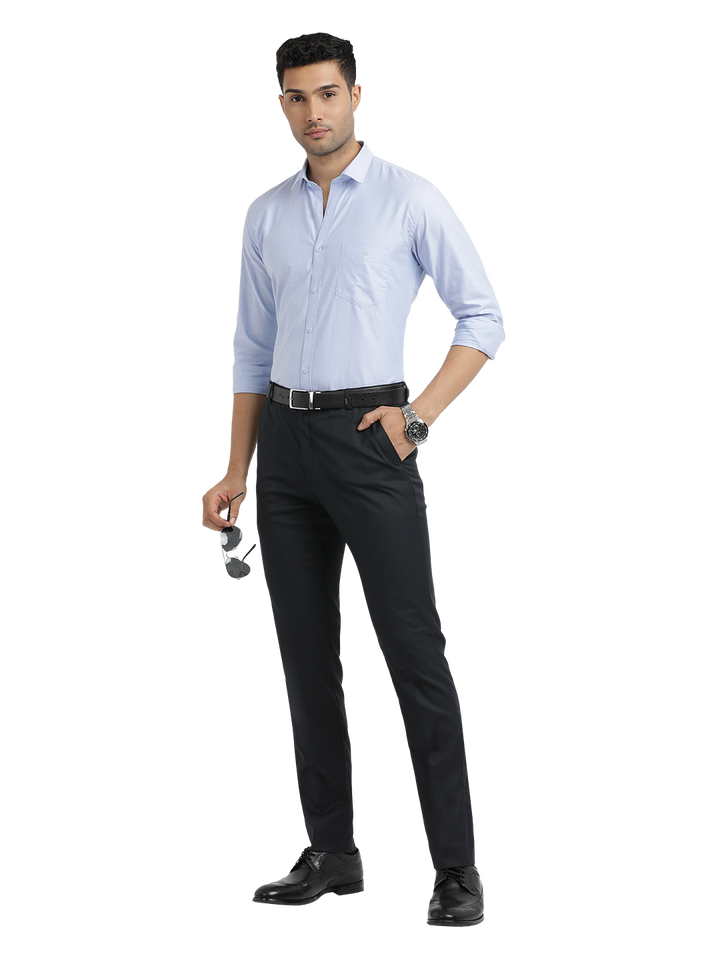 Navy Twill Stretch Formal Trousers