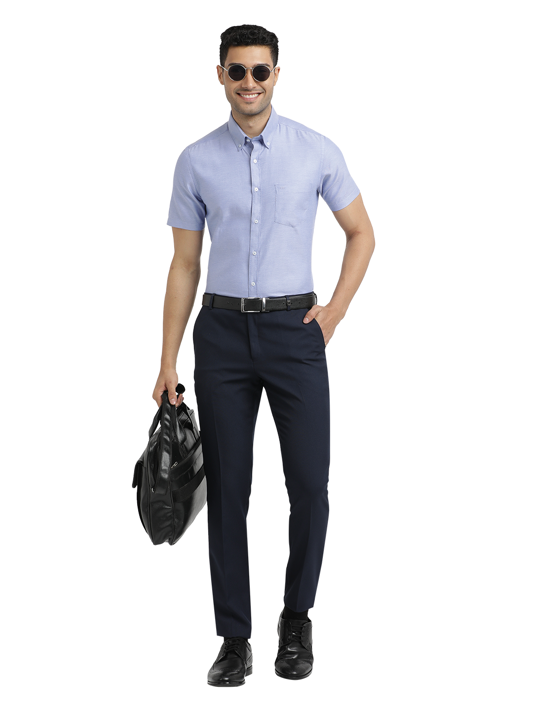 Navy Micro Dobby Formal Trousers