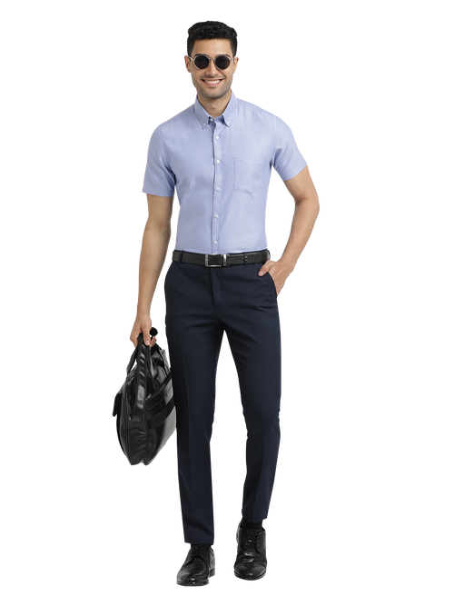 Navy Micro Dobby Formal Trousers