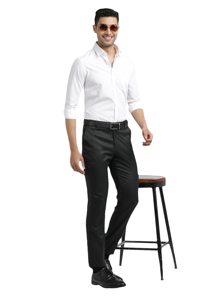 Black YD Dobby Formal Trousers