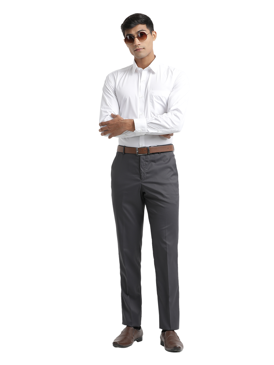 S.Grey Micro Dobby Formal Trousers