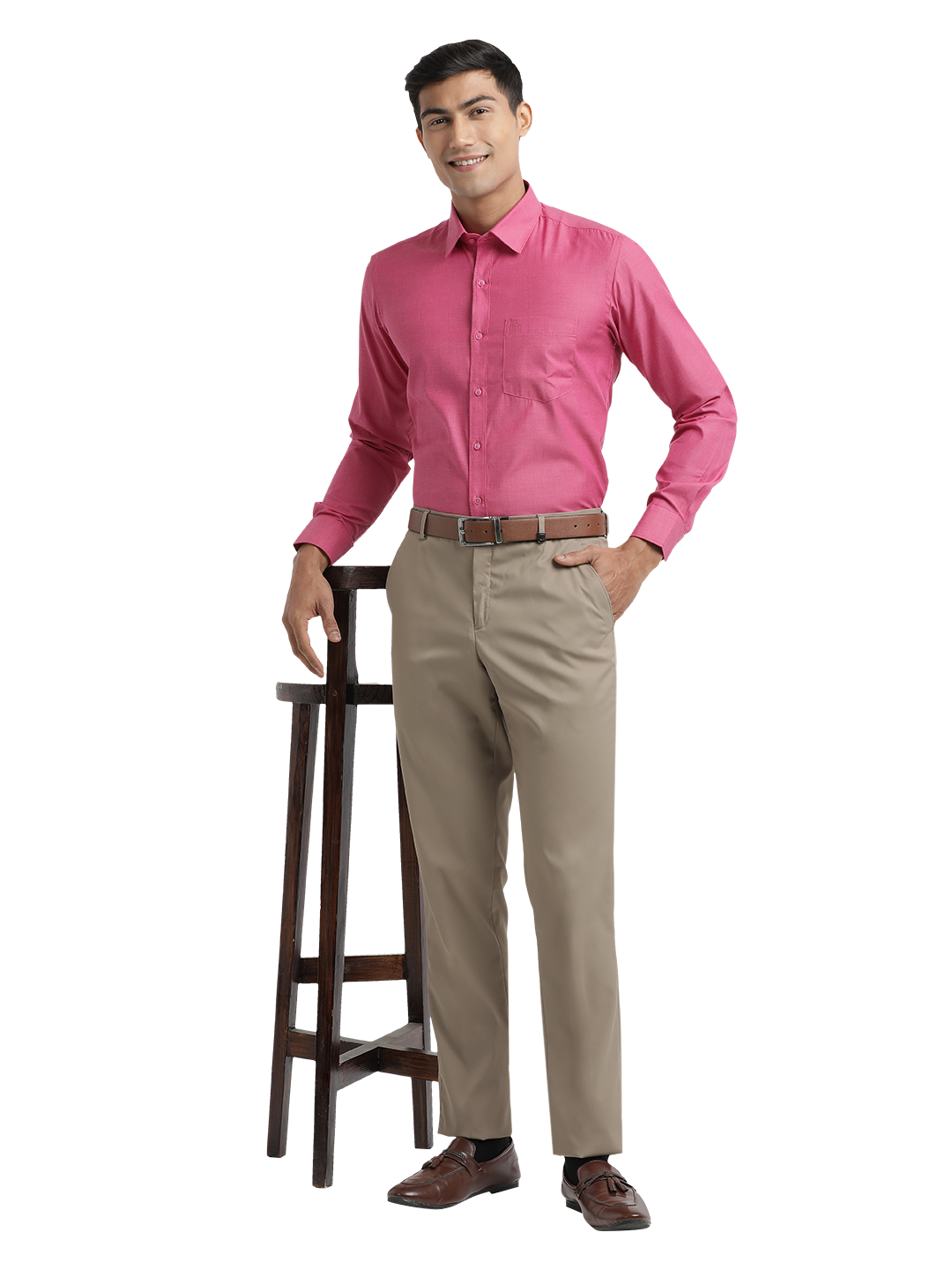 Khaki Micro Dobby Formal Trousers