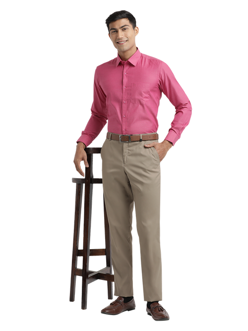 Khaki Micro Dobby Formal Trousers