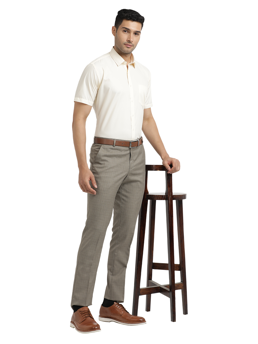 Khaki YD Dobby Formal Trousers