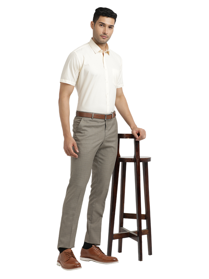 Khaki YD Dobby Formal Trousers