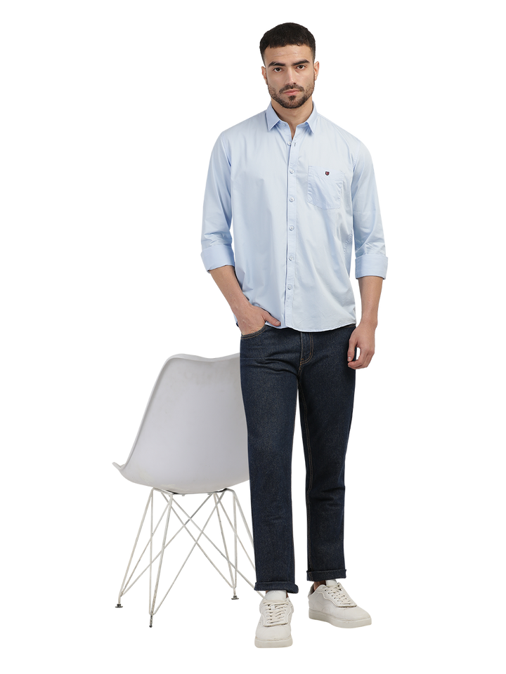 Light Blue Twill Solid Shirt