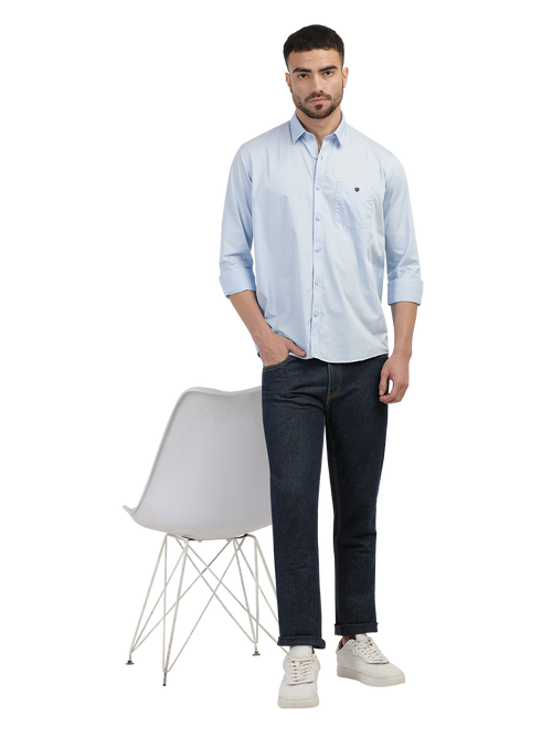 Light Blue Twill Solid Shirt