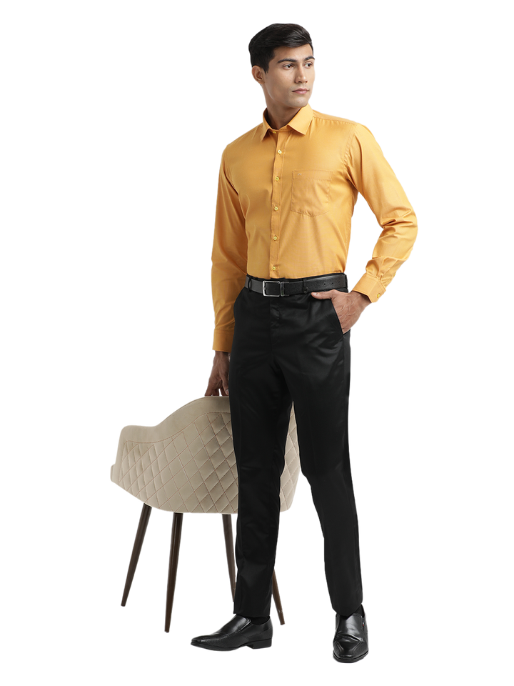 Mustard Fil-a-Fil Solid Shirt