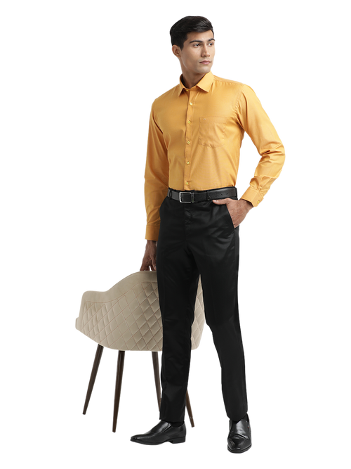 Mustard Fil-a-Fil Solid Shirt