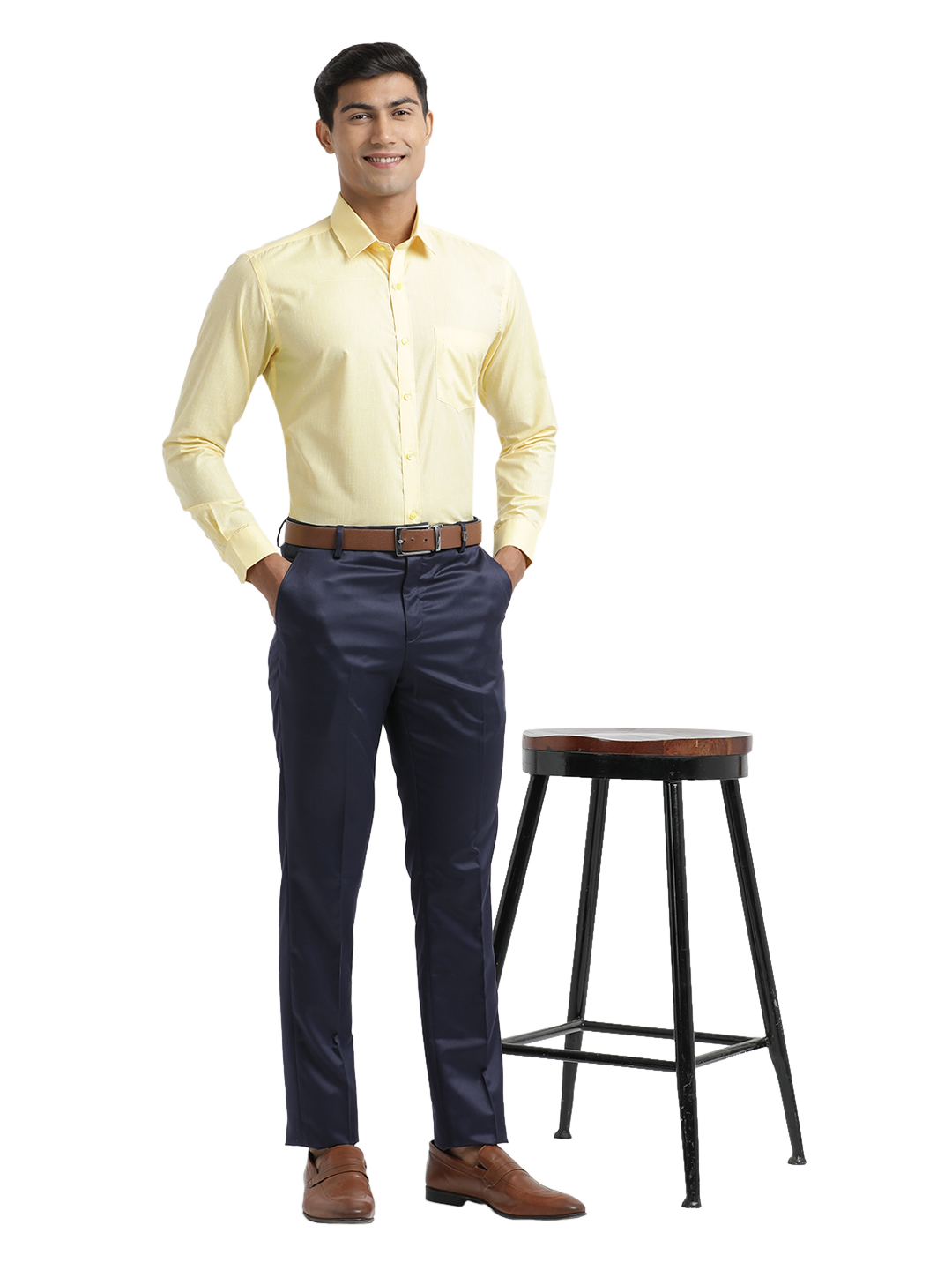 Yellow Poly Cotton Solid Shirt