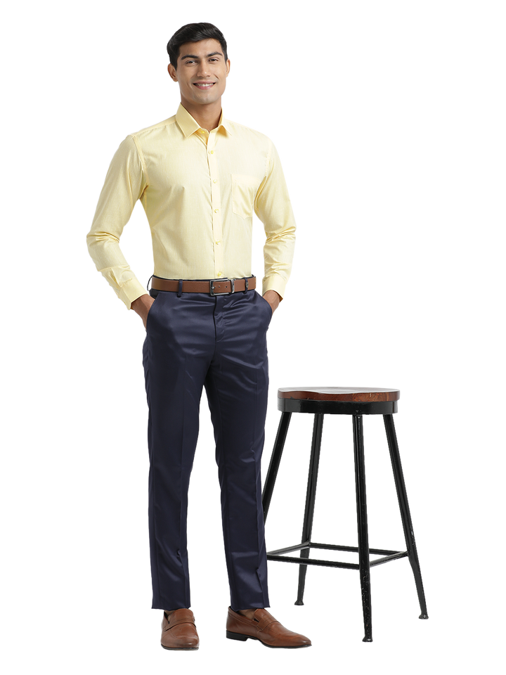 Yellow Poly Cotton Solid Shirt