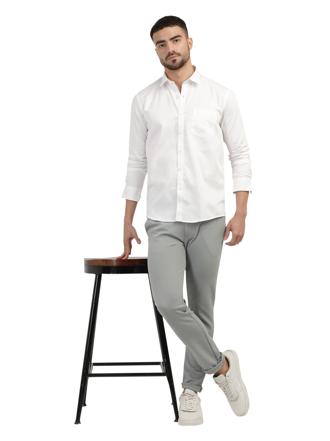 White Linen Blend Solid Shirt